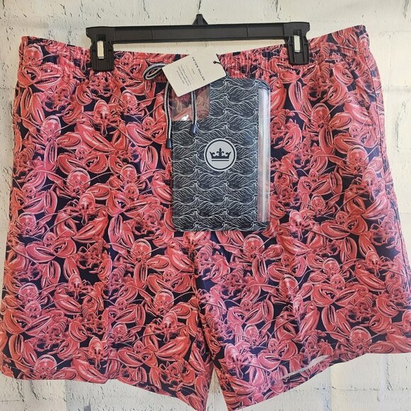 Peter Millar 7" Lobster Lobstah Bake Print Mens Swim Shorts Trunks NWT $100 XL